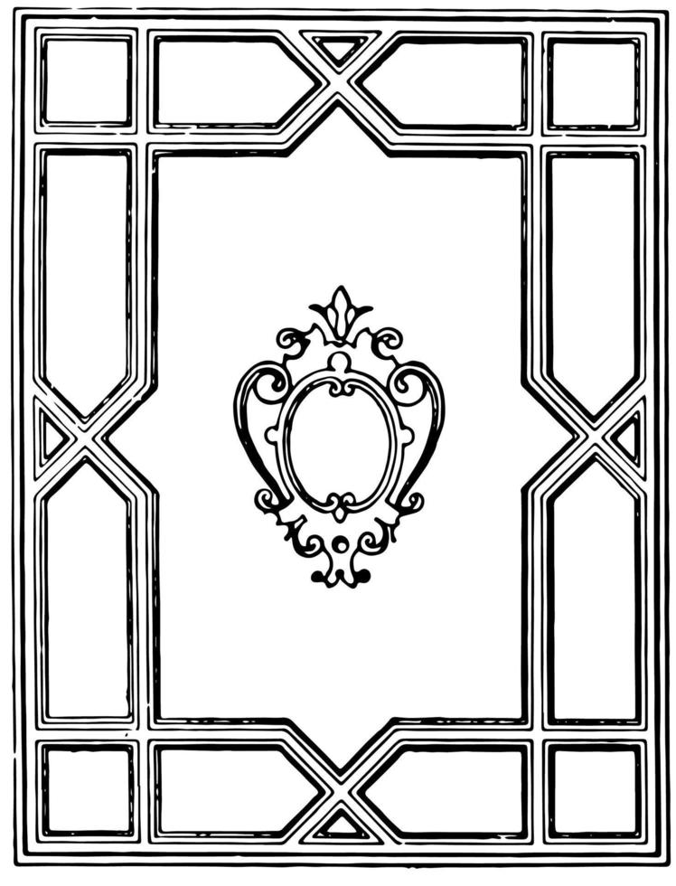 Geometric frame looks ancient window frame design, vintage engraving. vector