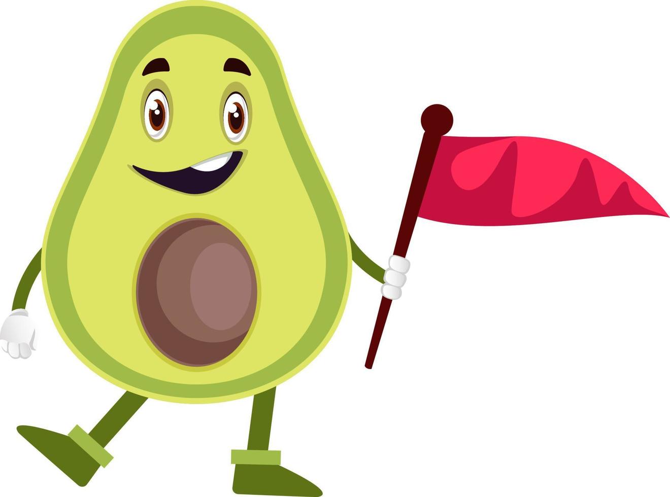 Avocado holding flag, illustration, vector on white background.