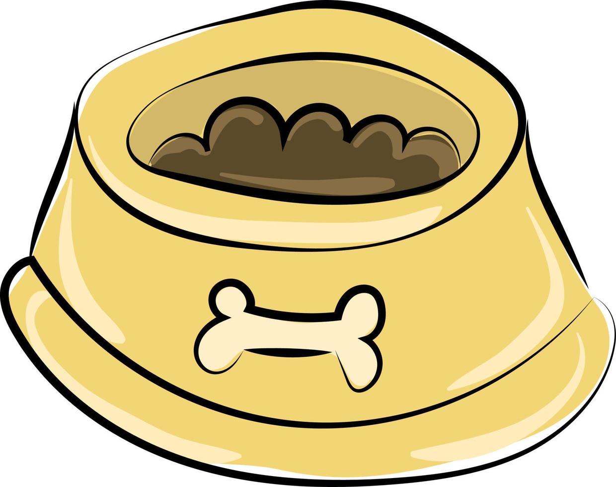 Dog bowl, illustration, vector on white background.