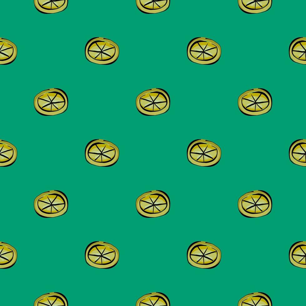 Lime slicees,seamless pattern on green background. vector
