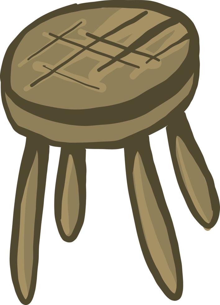 Small wooden stool, illustration, vector on white background