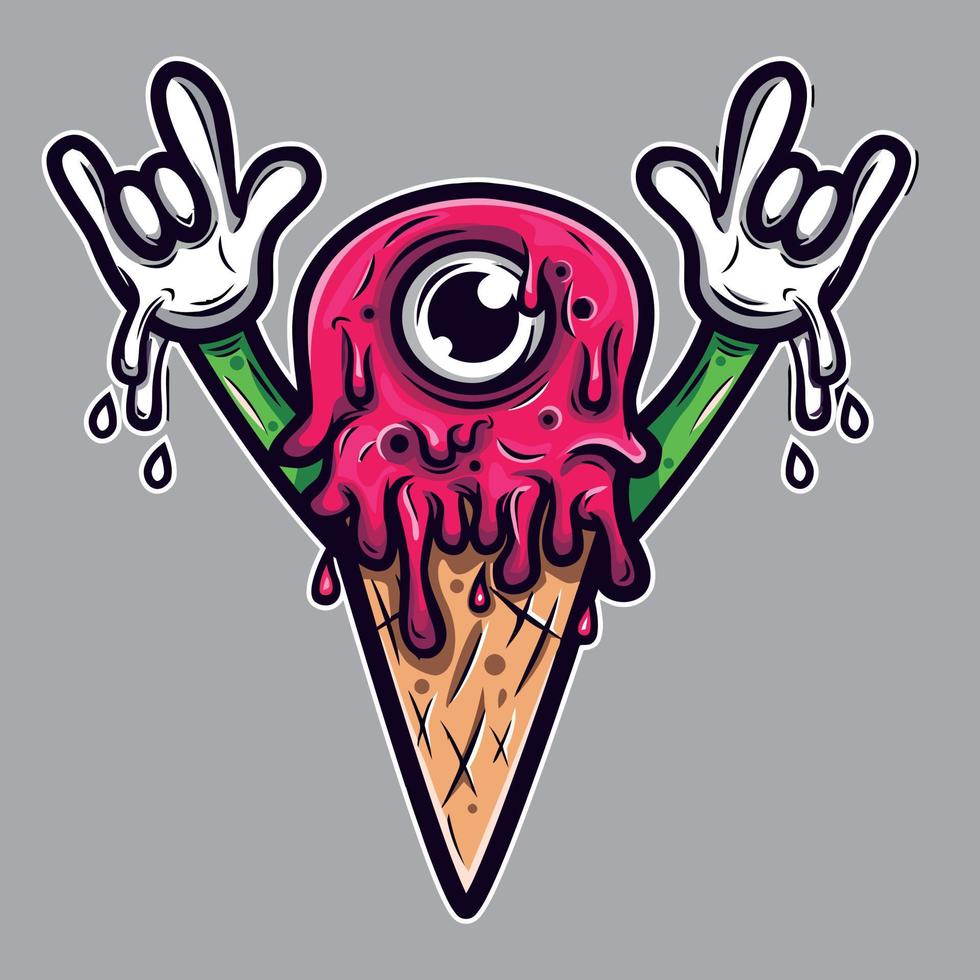 vector illustration of zombie ice cream