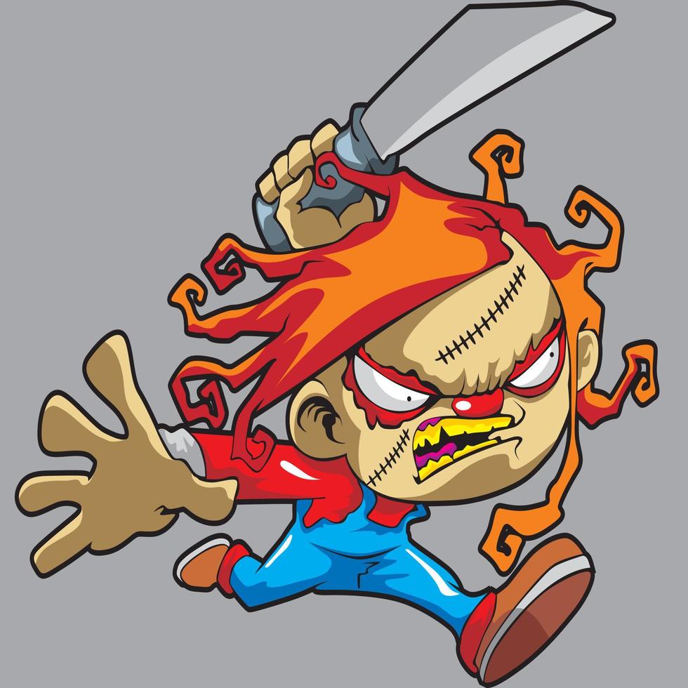 ilustración vectorial del personaje de dibujos animados zombie vector