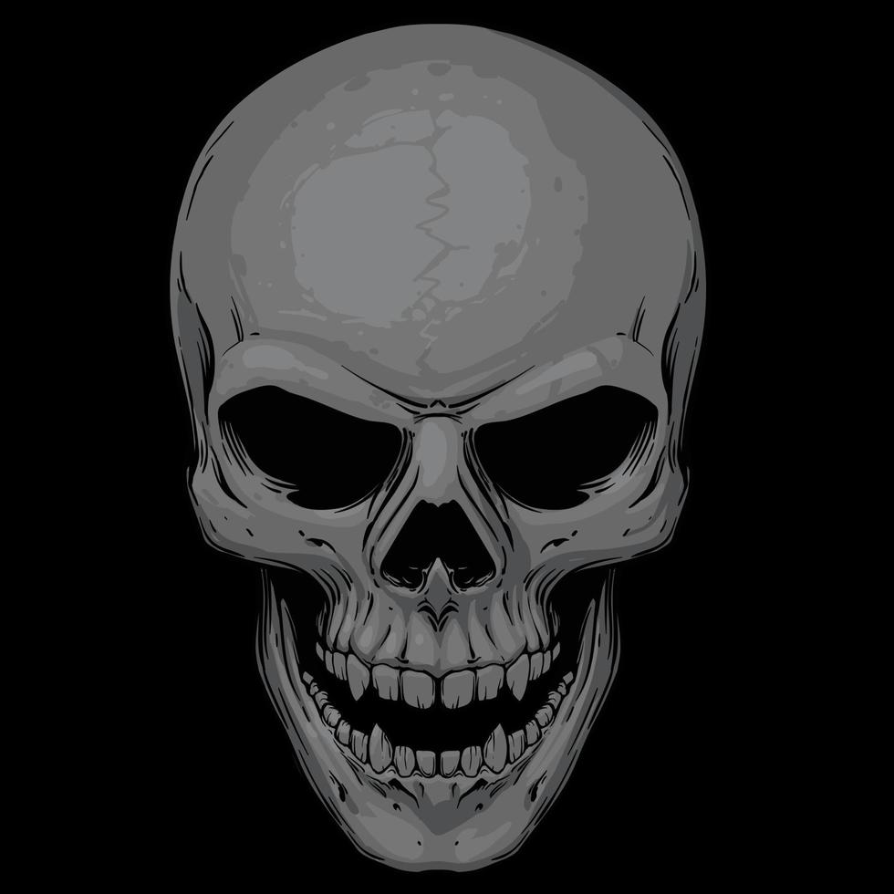 ilustración vectorial del personaje de dibujos animados de cabeza de cráneo único vector