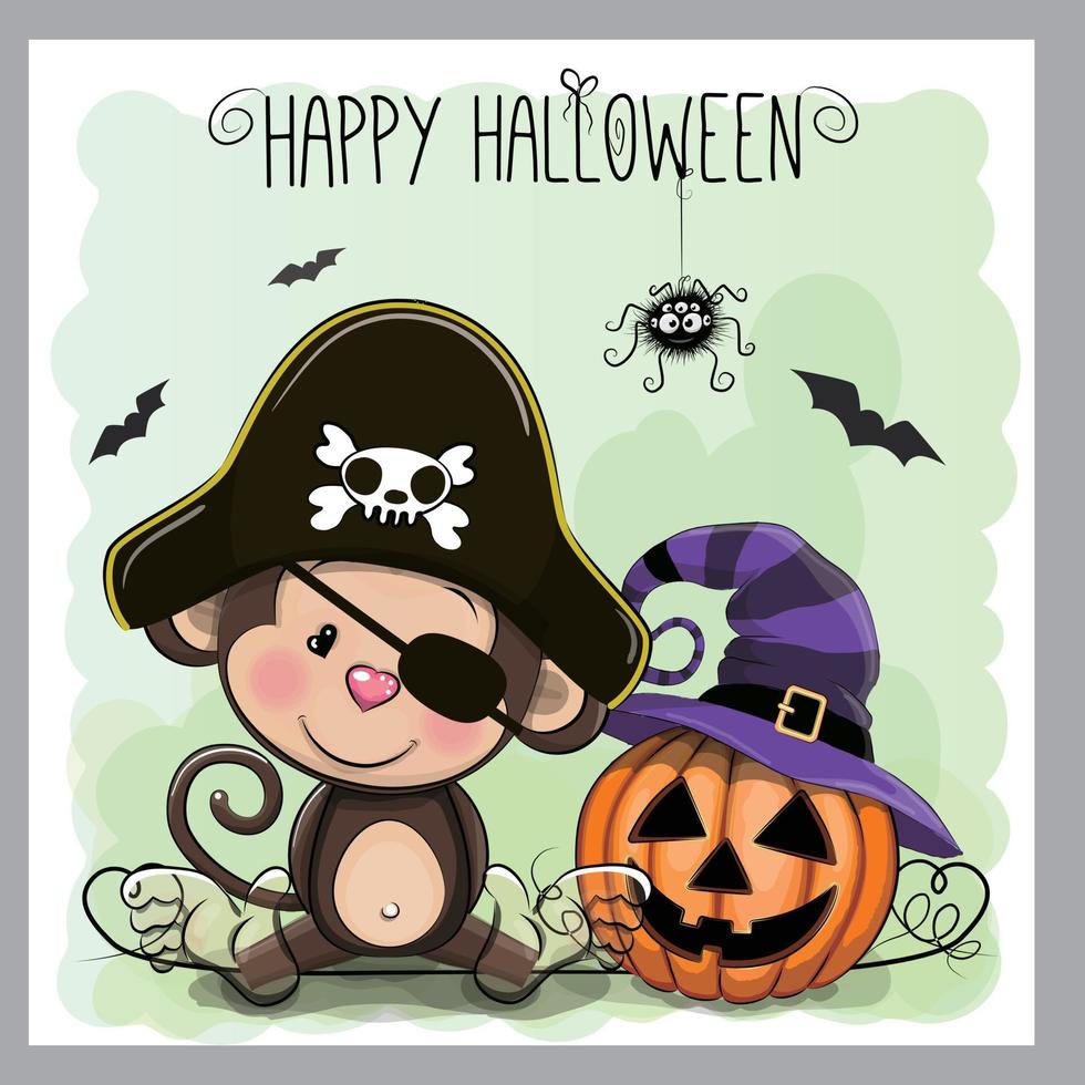 ilustración vectorial de simios y calabazas de halloween vector