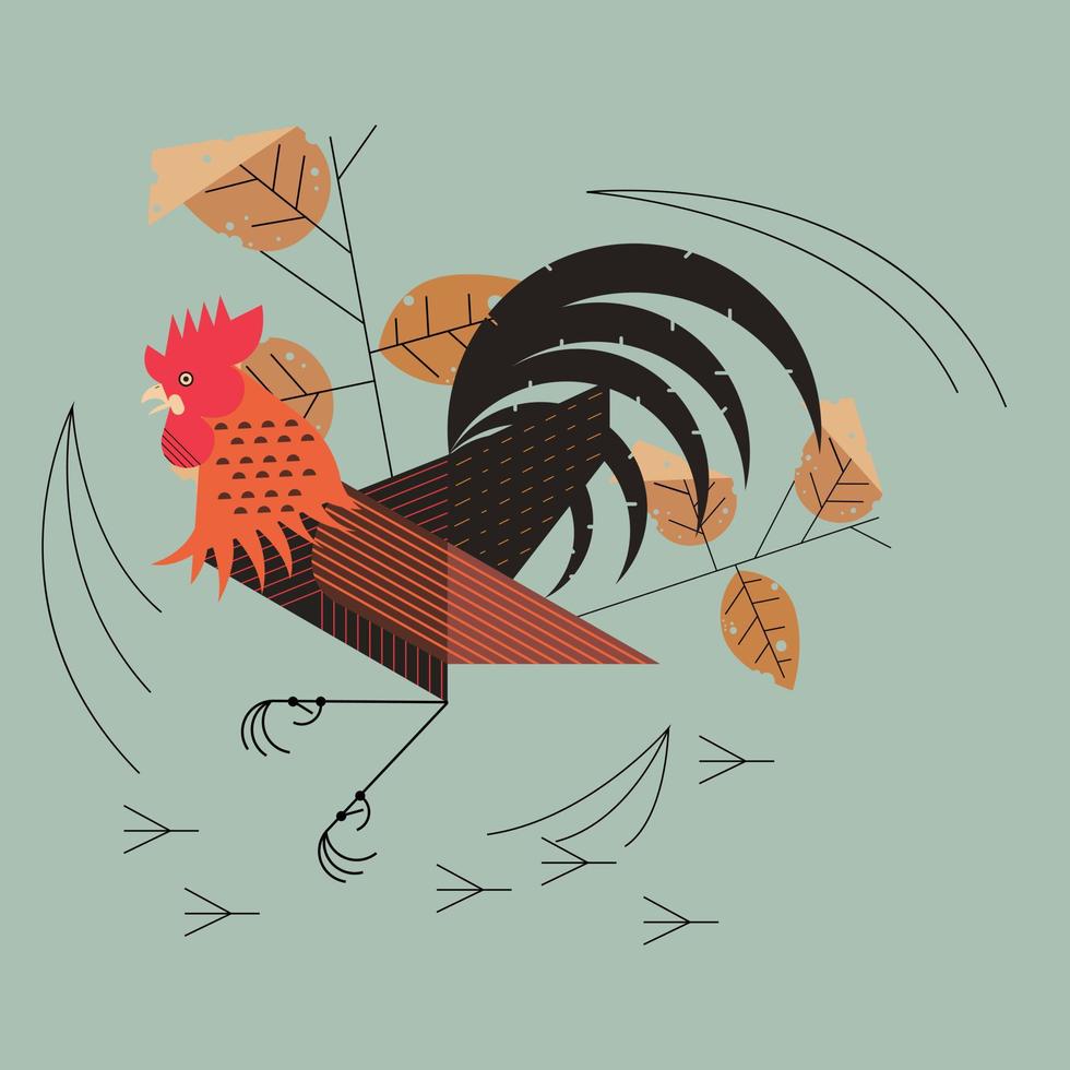 vector illustration of a standing rooster