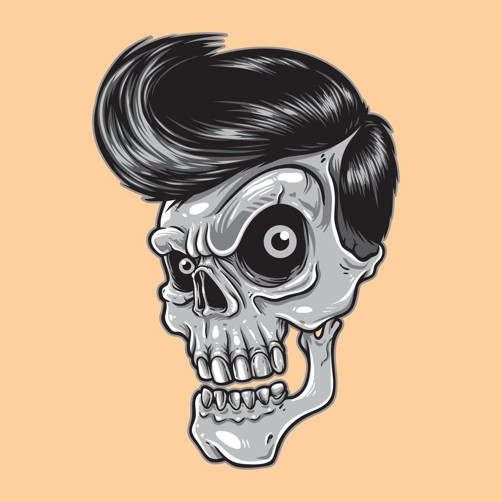 vector illustration of unique skull head cartoon character