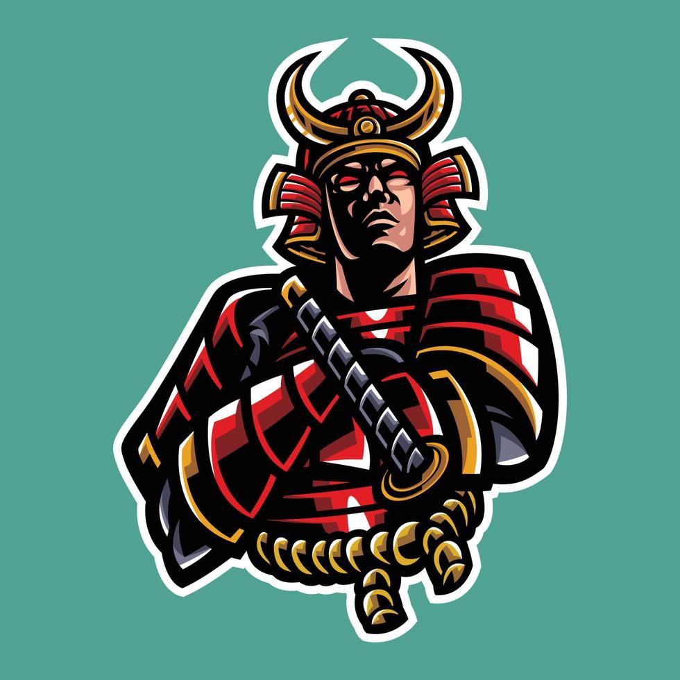 ilustración vectorial de la mascota samurai vector