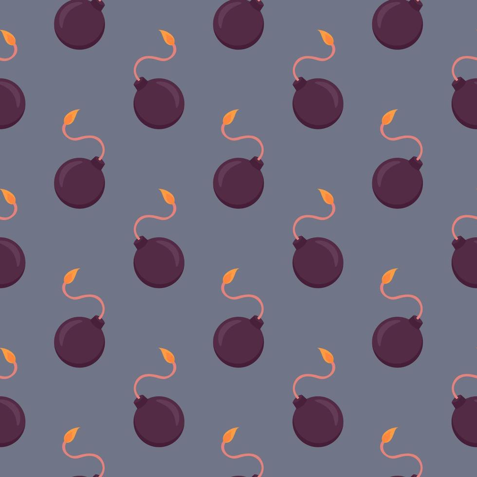 Purple bombs , seamless pattern on a purple background. vector