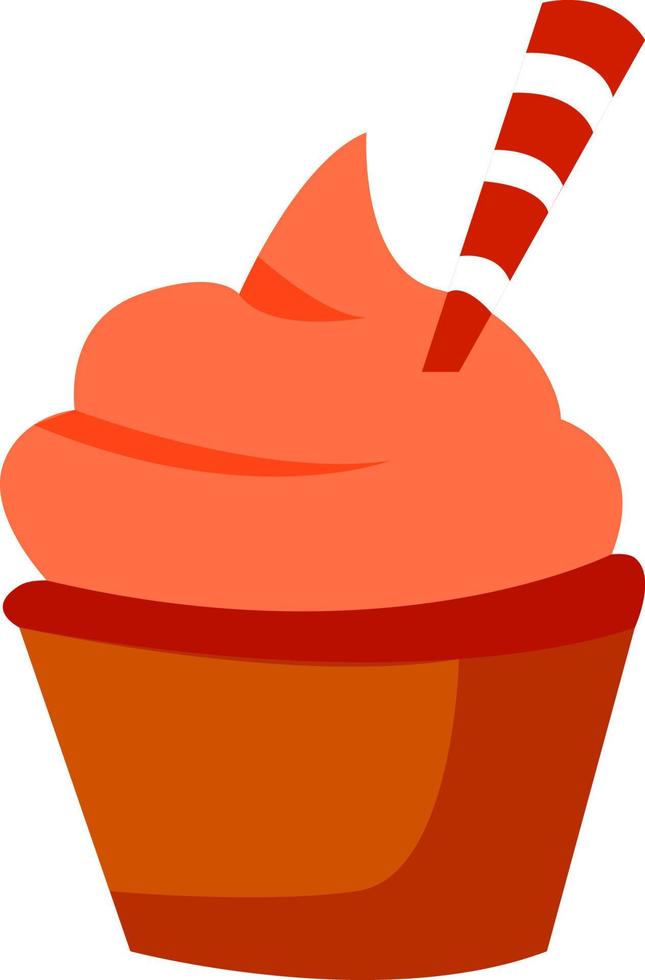 cupcake con una vela vector o ilustración en color