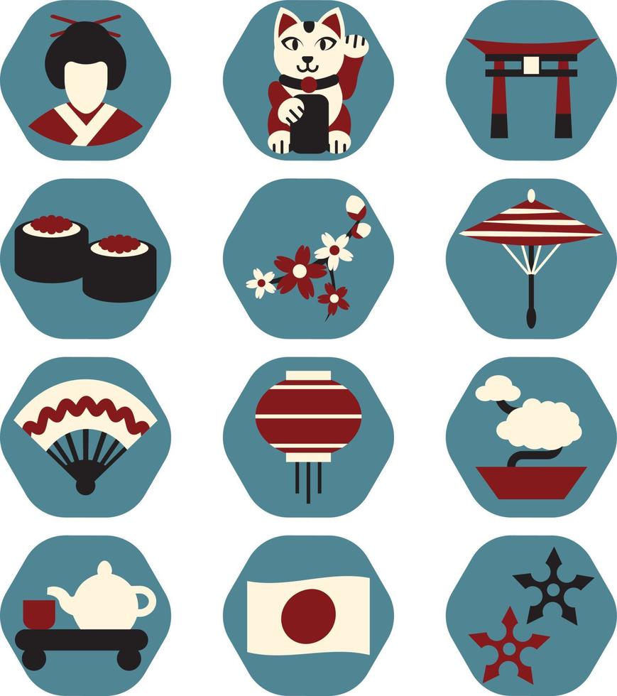 cultura japonesa, ilustración, vector, sobre un fondo blanco. vector