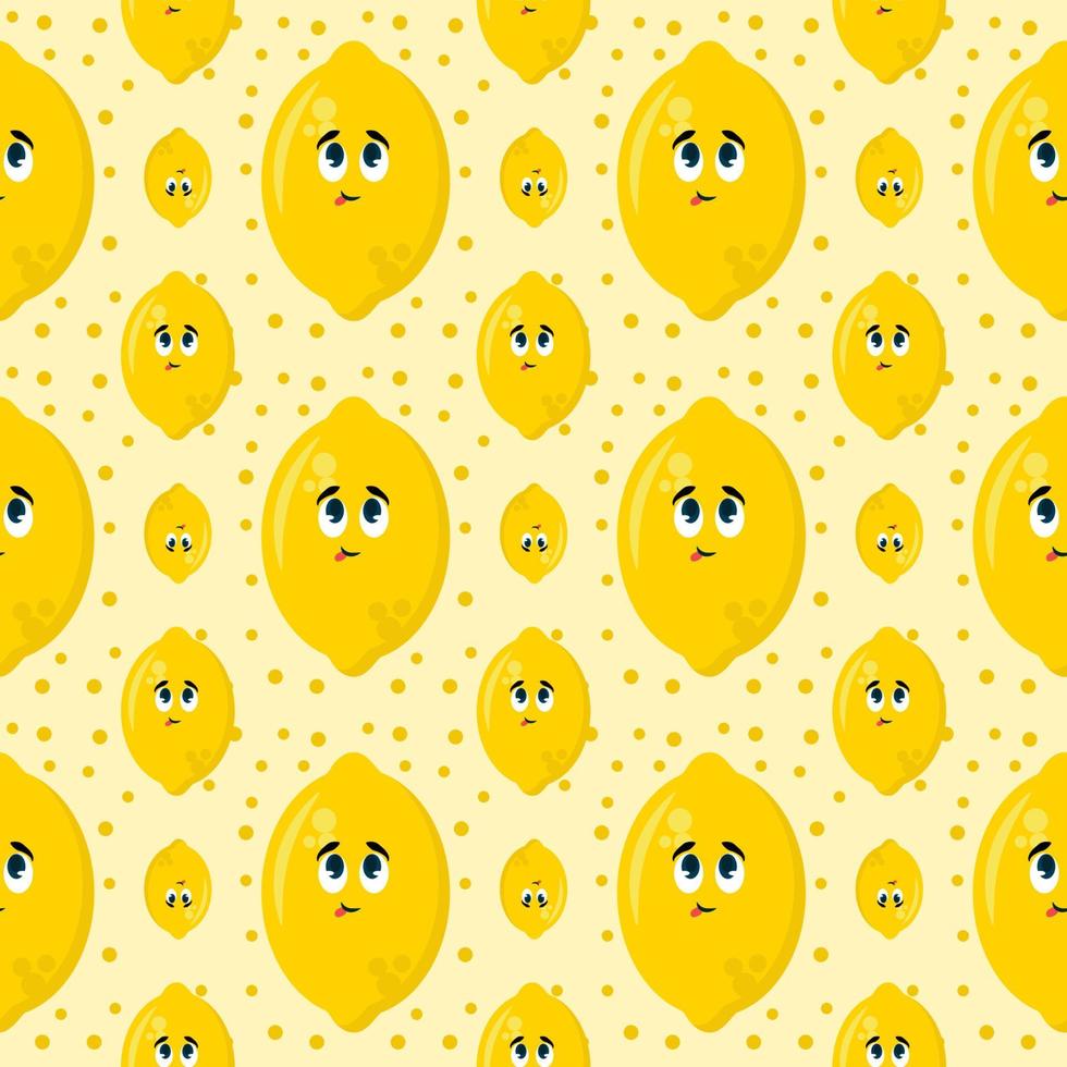 Lemon pattern, illustration, vector on white background.