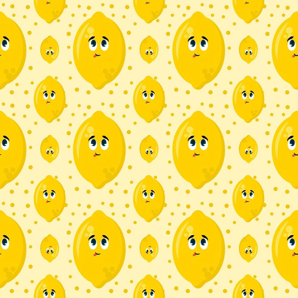 Lemon pattern, illustration, vector on white background.