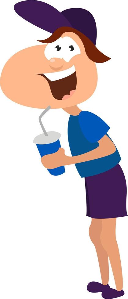 Boy wearing a blue shirt,illustration,vector on white background vector