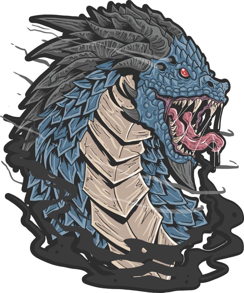 vector illustration of scary dragon head