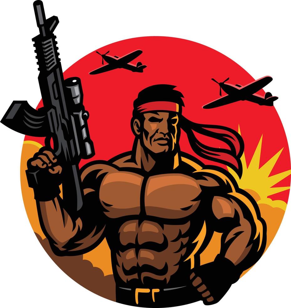 vector illustration of armed police mascot