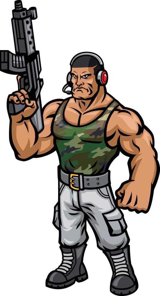 vector illustration of armed police mascot