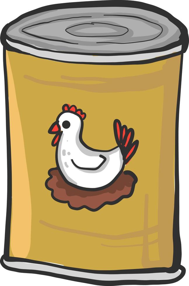 Chicken canned food, illustration, vector on white background