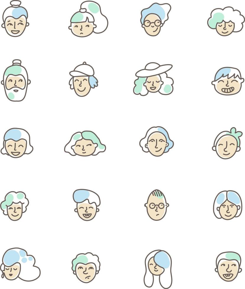 Grandma and grandpa avatars, illustration, vector on a white background.