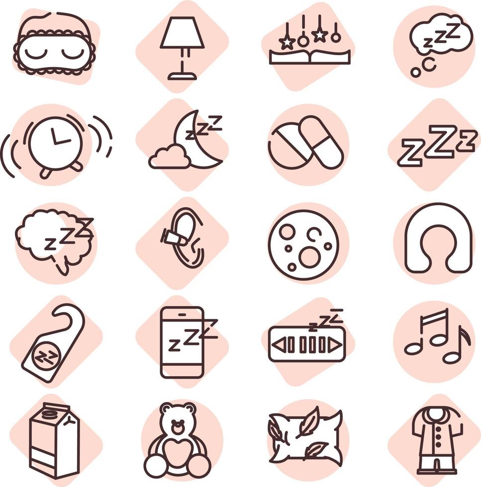 Sleep icon pack, illustration, vector on a white background.