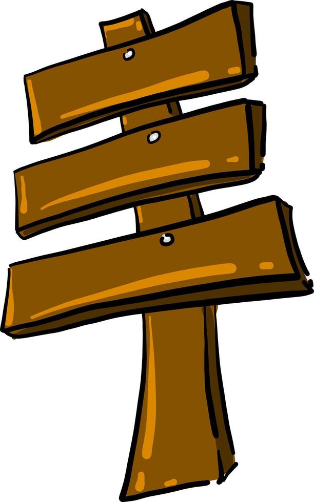 Wooden sign, illustration, vector on white background