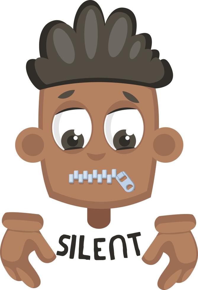 Boy is silent, illustration, vector on white background.