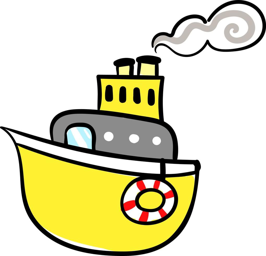 Yellow sailing ship, illustration, vector on white background