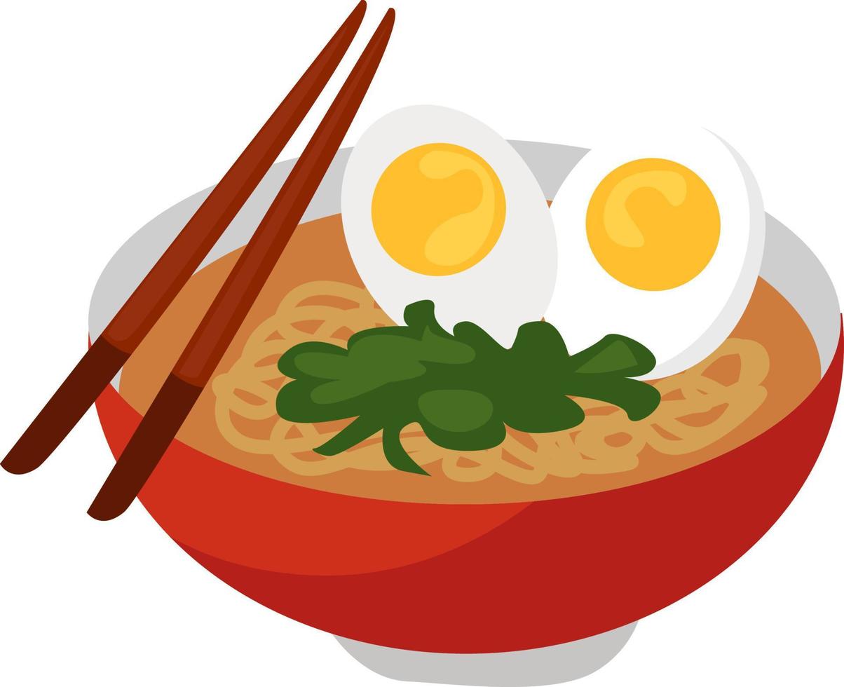 Ichiraku ramen in bowl, illustration, vector on white background