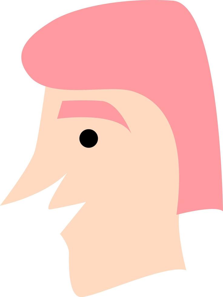 hombre con pelo largo rosa, ilustración, vector, sobre un fondo blanco. vector