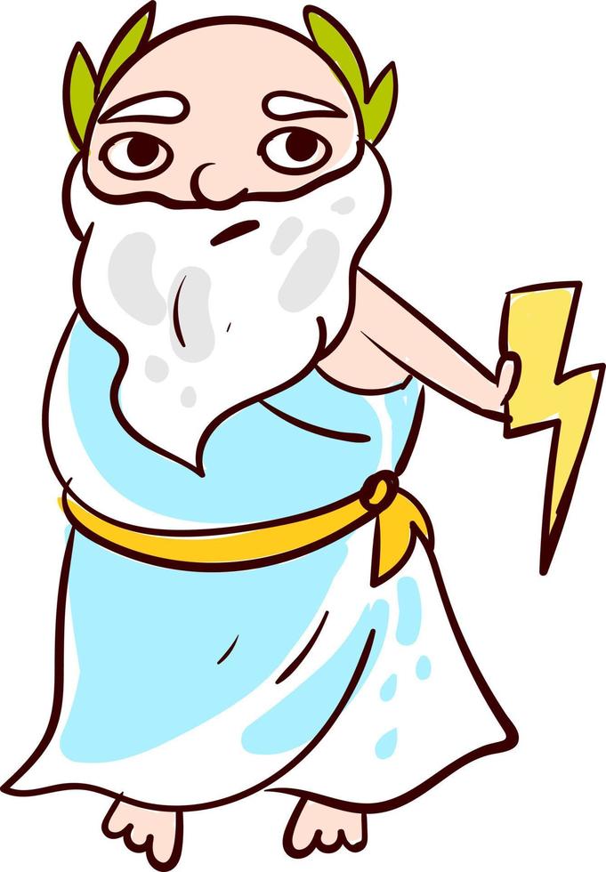 Sad god Zeus, illustration, vector on white background