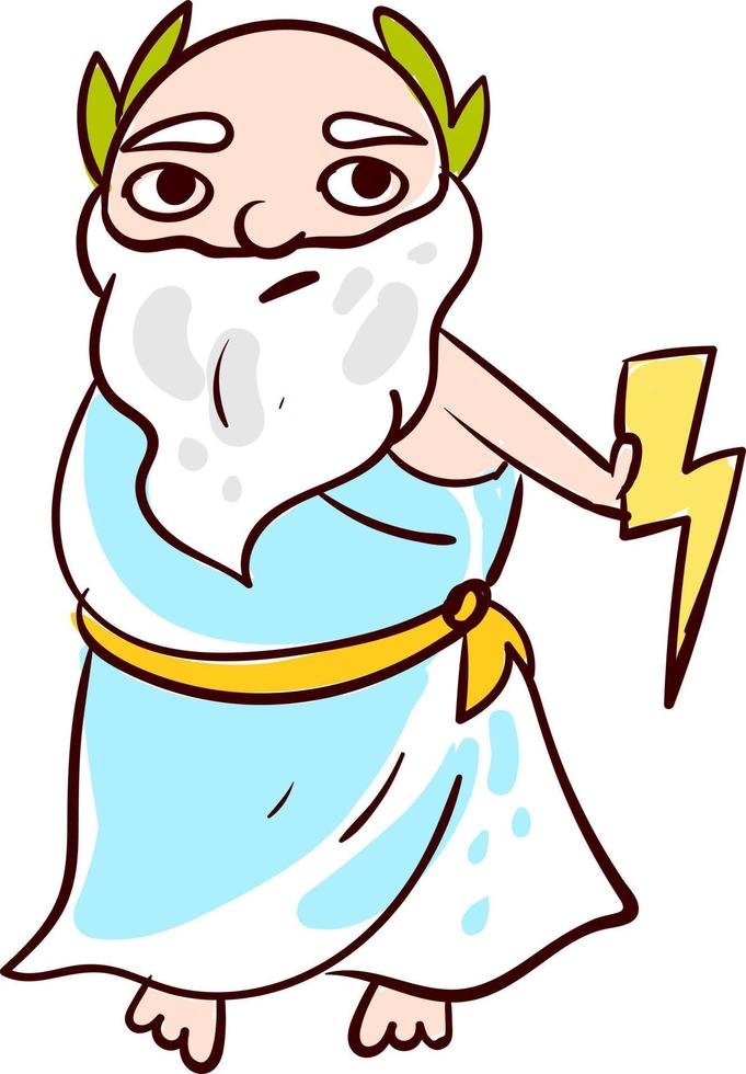 Sad god Zeus, illustration, vector on white background