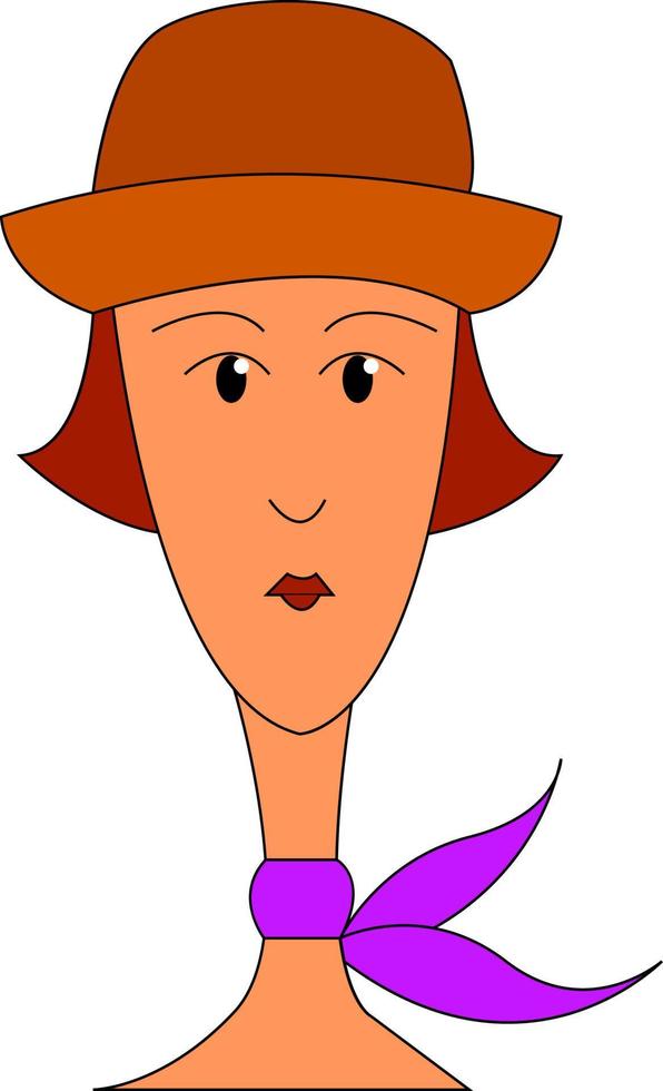 woman in red hat, vector or color illustration.