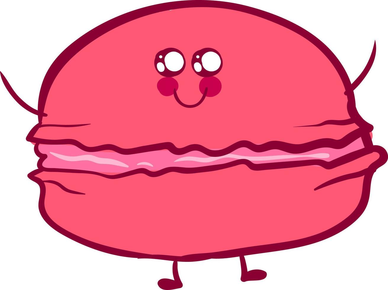 Pink cute macaron, illustration, vector on white background.