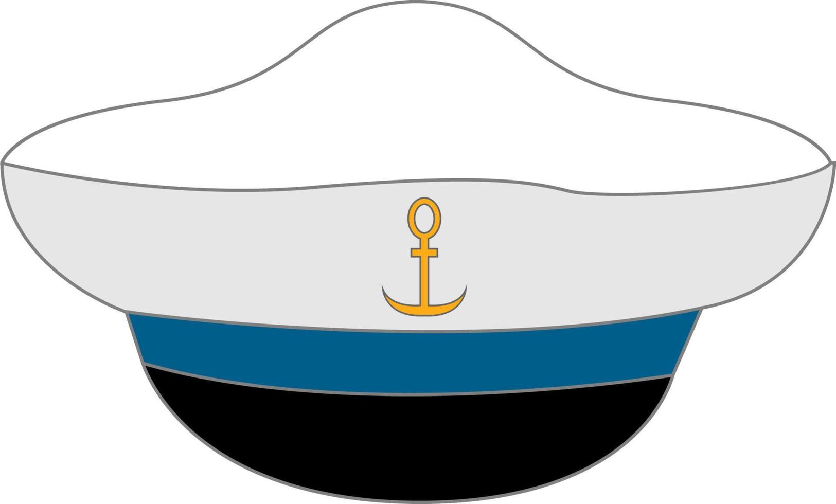 White sailor hat, illustration, vector on white background.