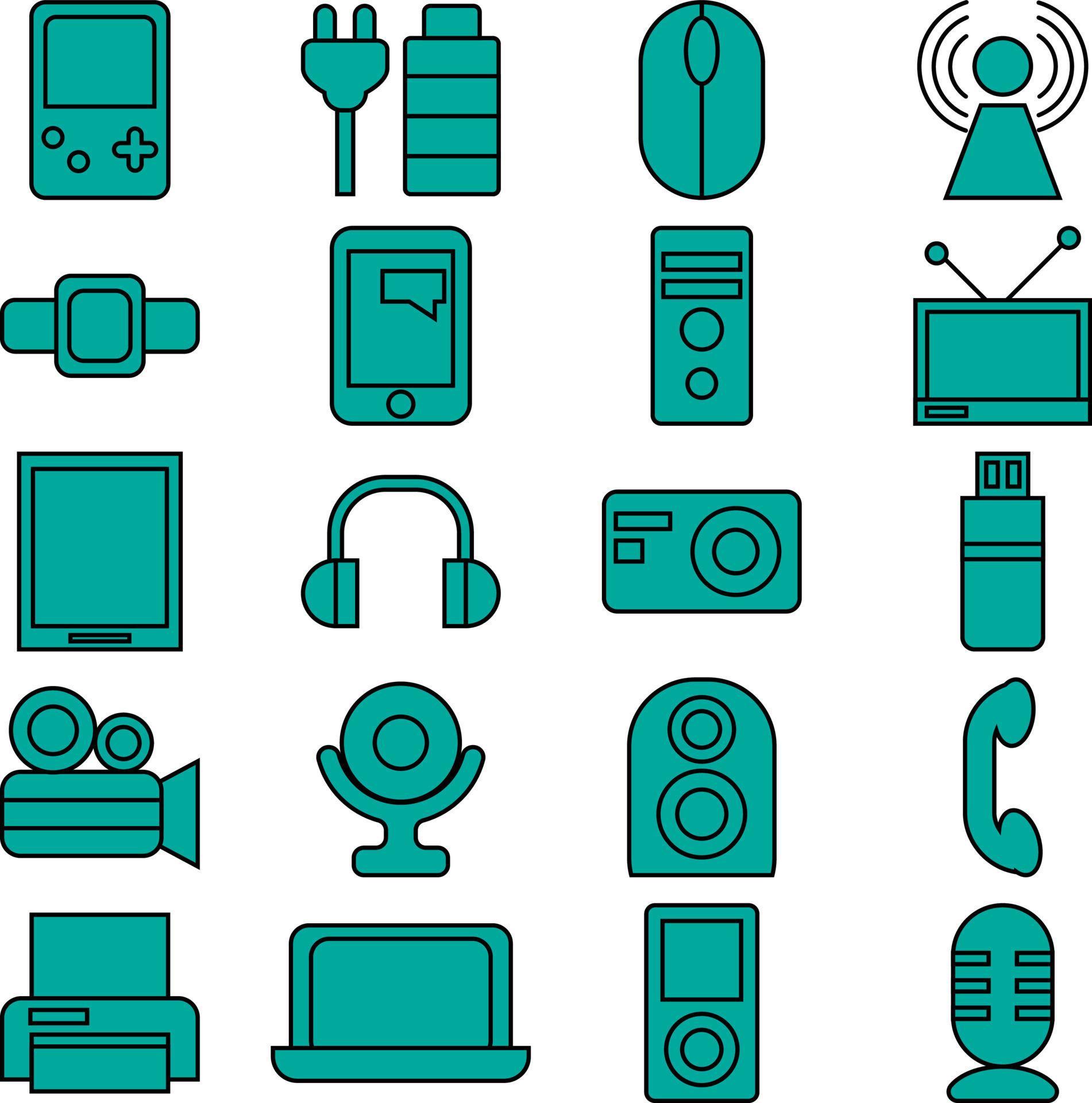 Modern technology devices, illustration, vector on a white background
