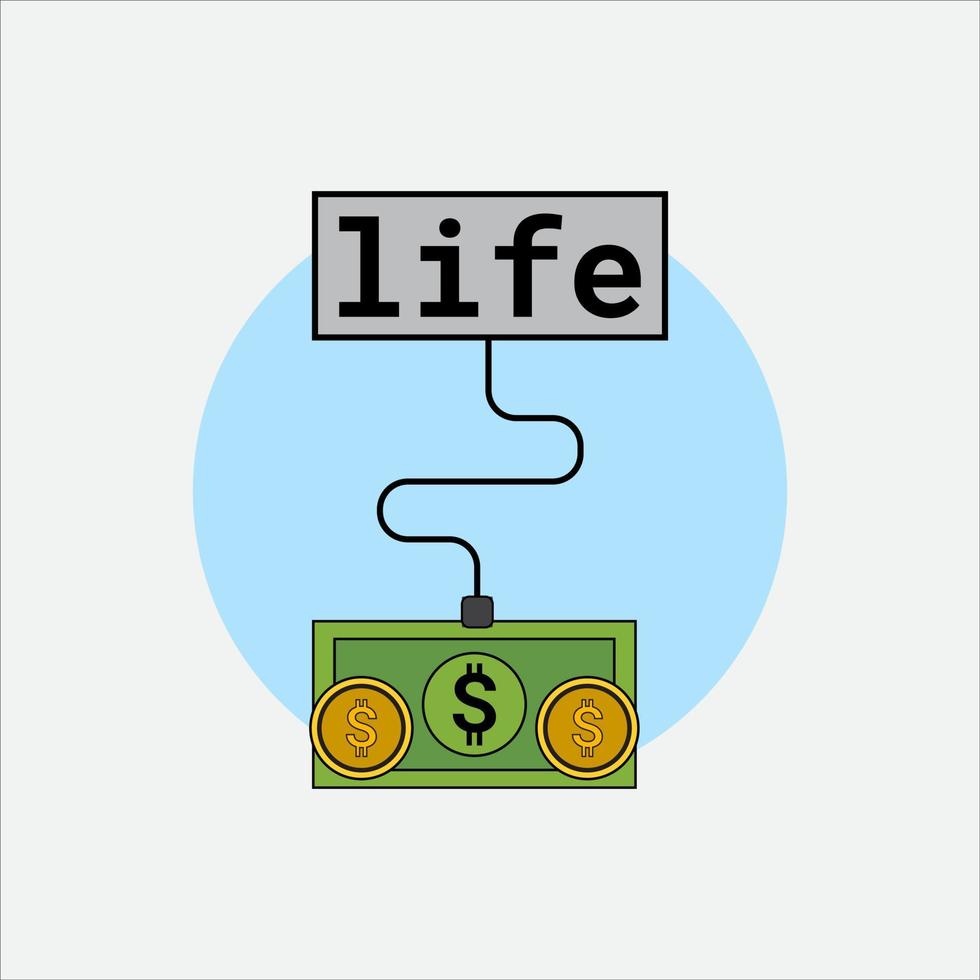 ilustración de vector de vida de dinero de diseño plano