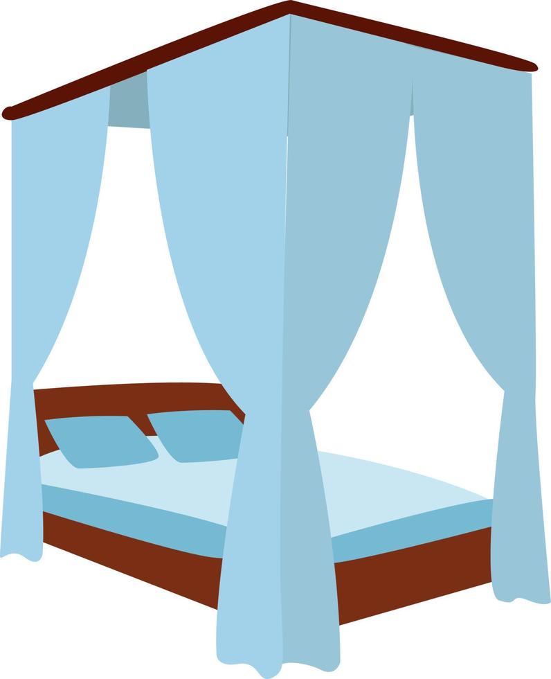 Canopy bed, illustration, vector on white background.