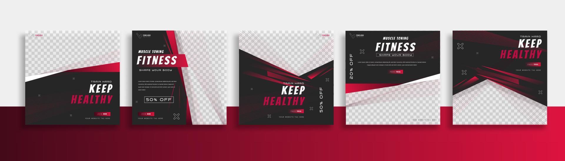 Creative Fitness sosial media post template easy use vector