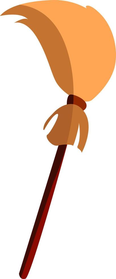Wooden broom, illustration, vector on white background.