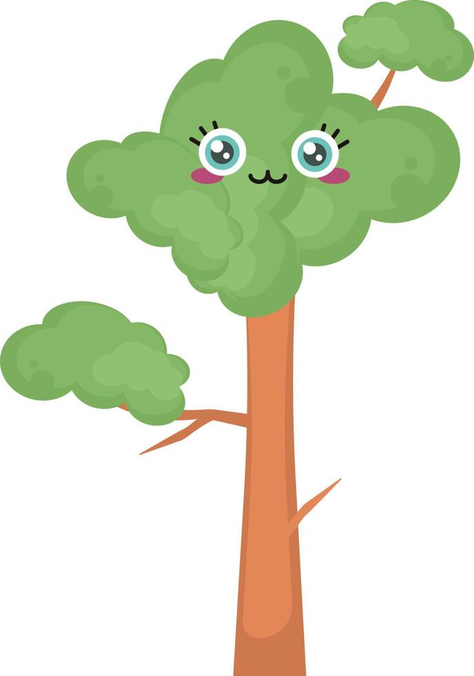 árbol con una cara, ilustración, vector sobre fondo blanco