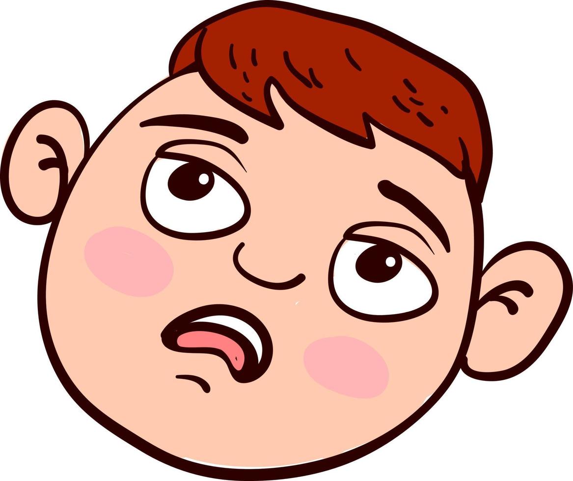 Scared boy, illustration, vector on white background