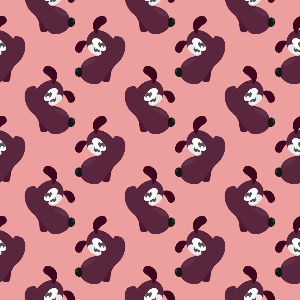 Dog head , seamless pattern on a pink background. vector