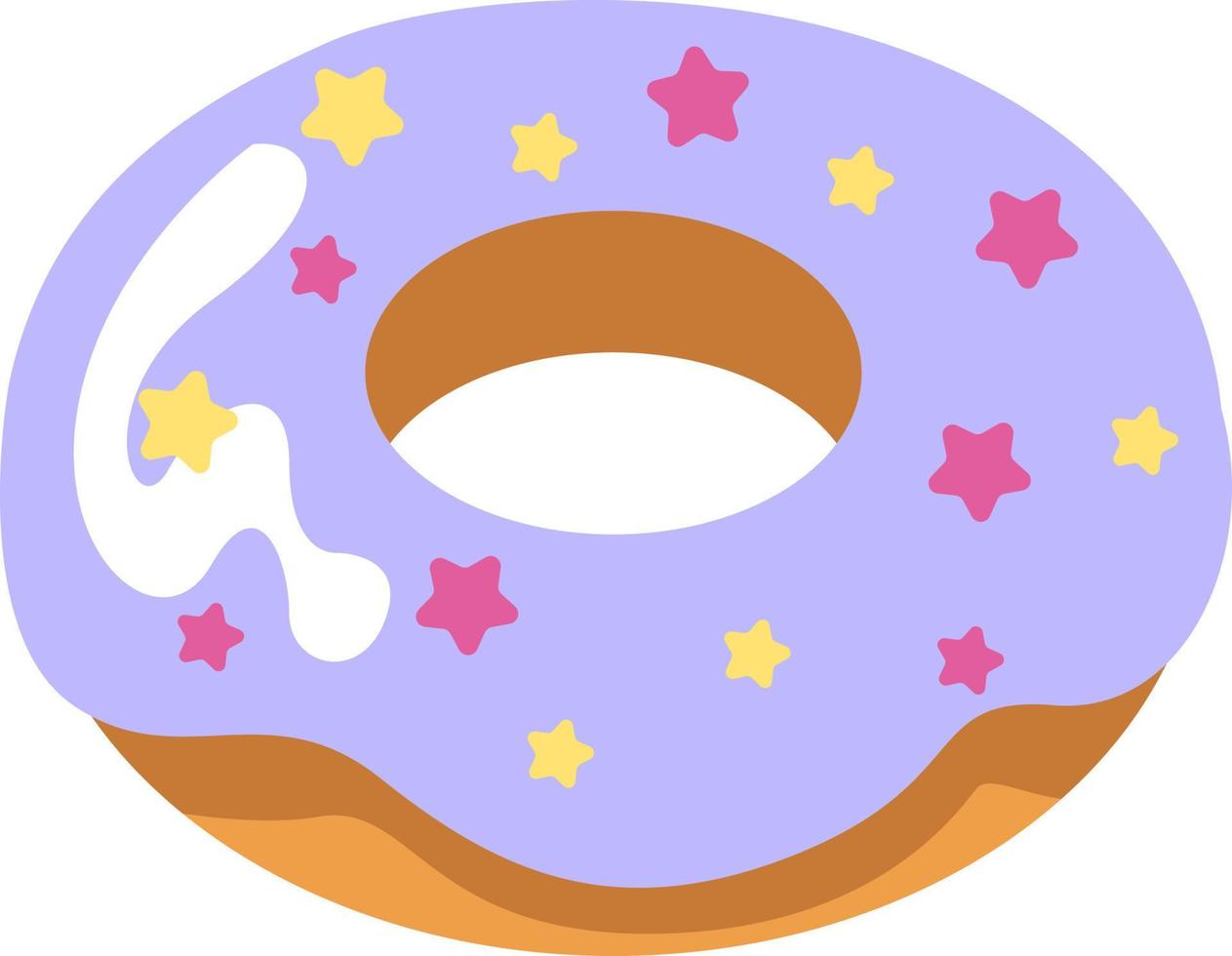 Donut with stars, illustration, vector on a white background