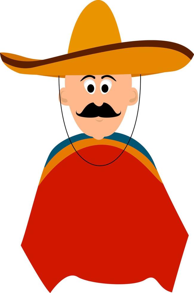 hombre mexicano, ilustración, vector sobre fondo blanco.