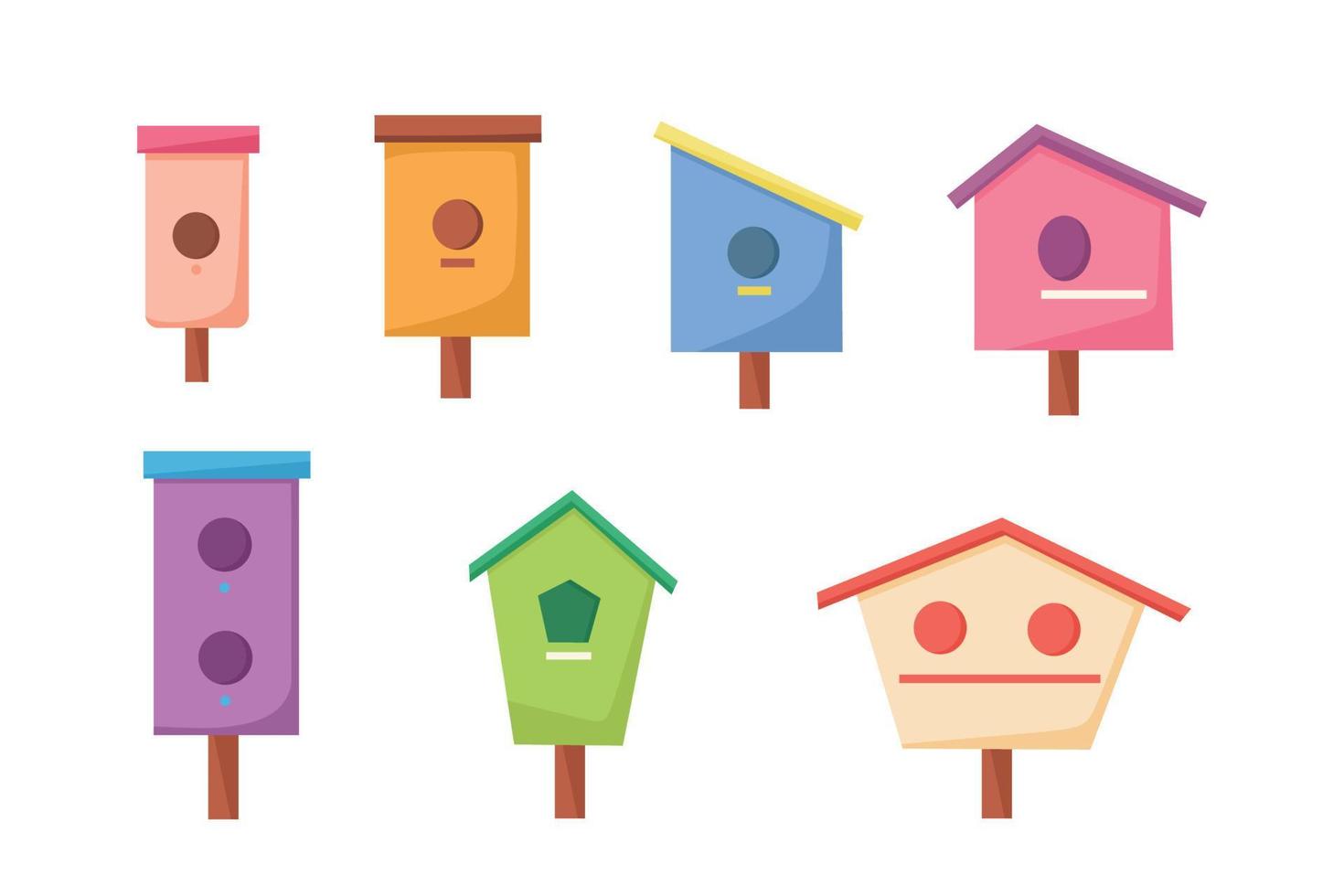 A set of birdhouses of different shapes. Vector illustration of a cartoon style