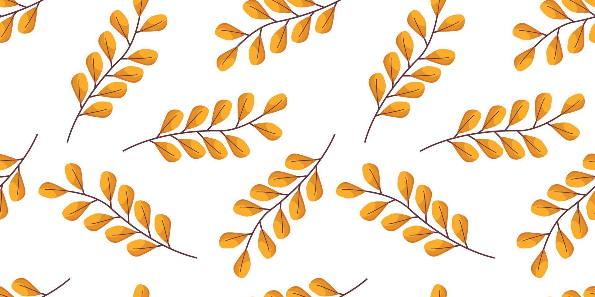 Autumn pattern with rowan leaves. Vector illustration in cartoon style.