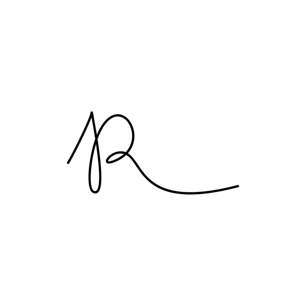 línea arte letra r vector