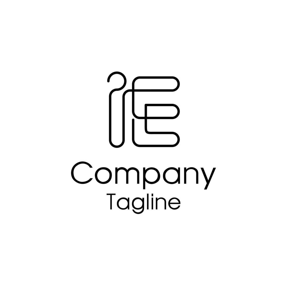 line art letter ie logo design vector