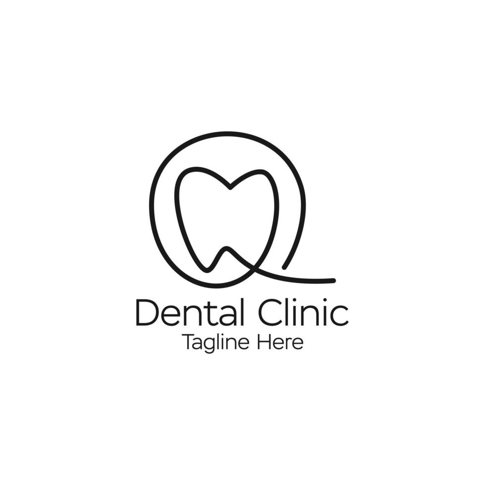 line art tooth logo design vector