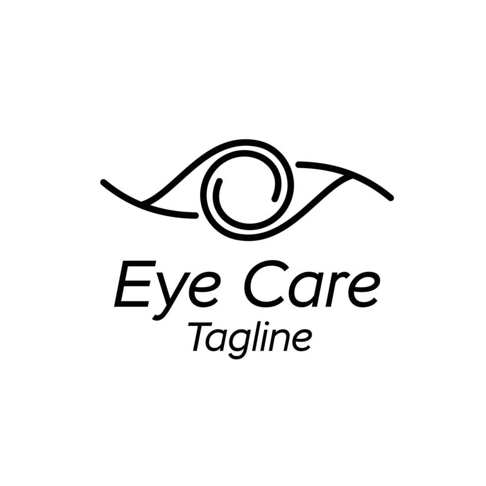 line art eye care logo design vector